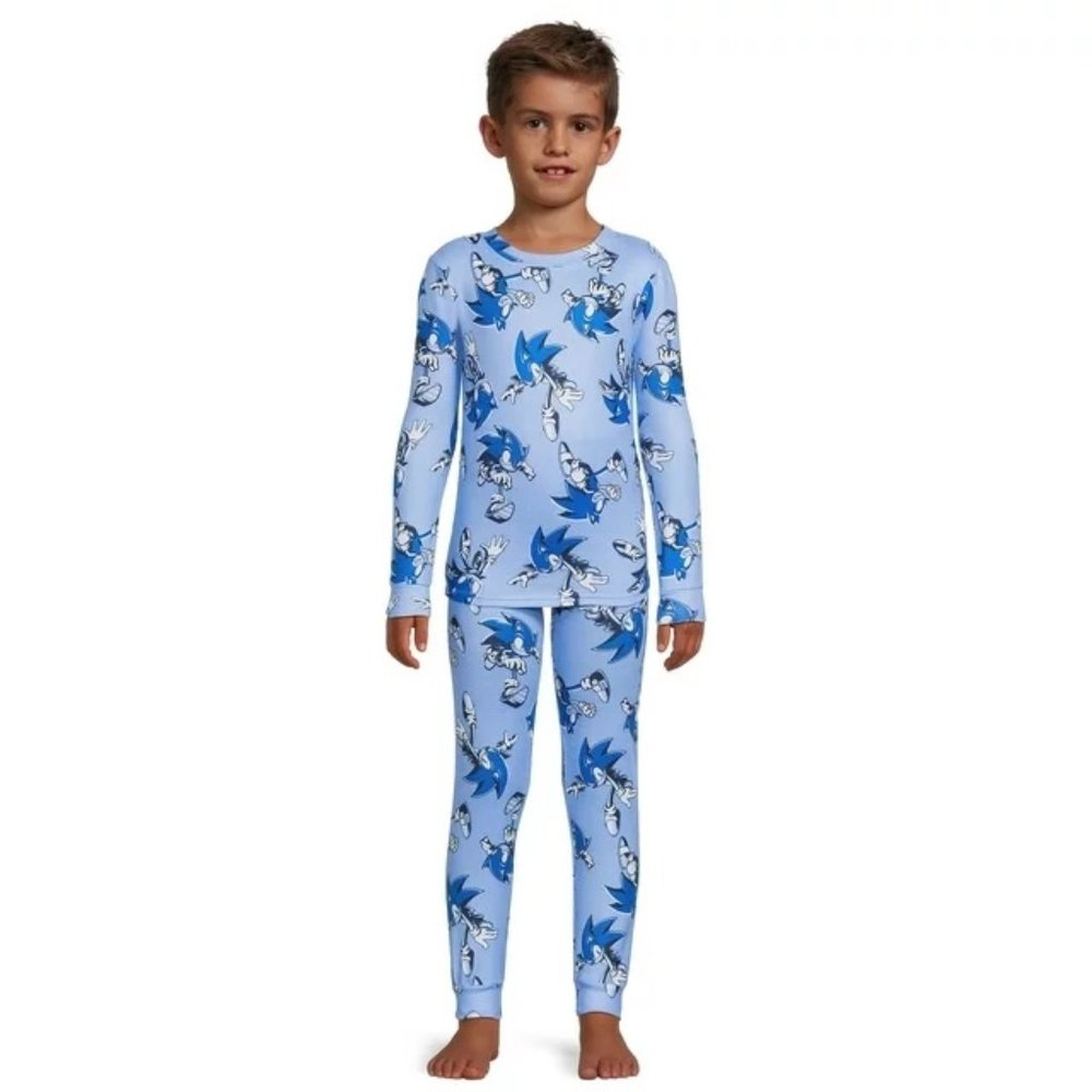 Boys Girls 2  pc SONIC the HEDGEHOG All Over Print Tight Fit Pajamas Size 4 NWT